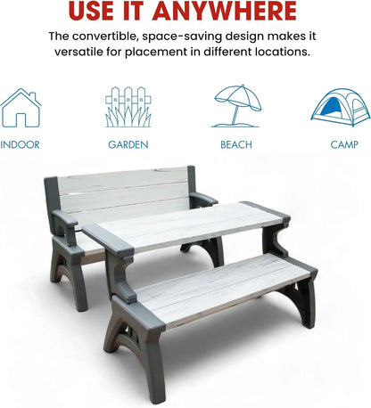 2-in-1 Outdoor Bench That Converts Into a Table