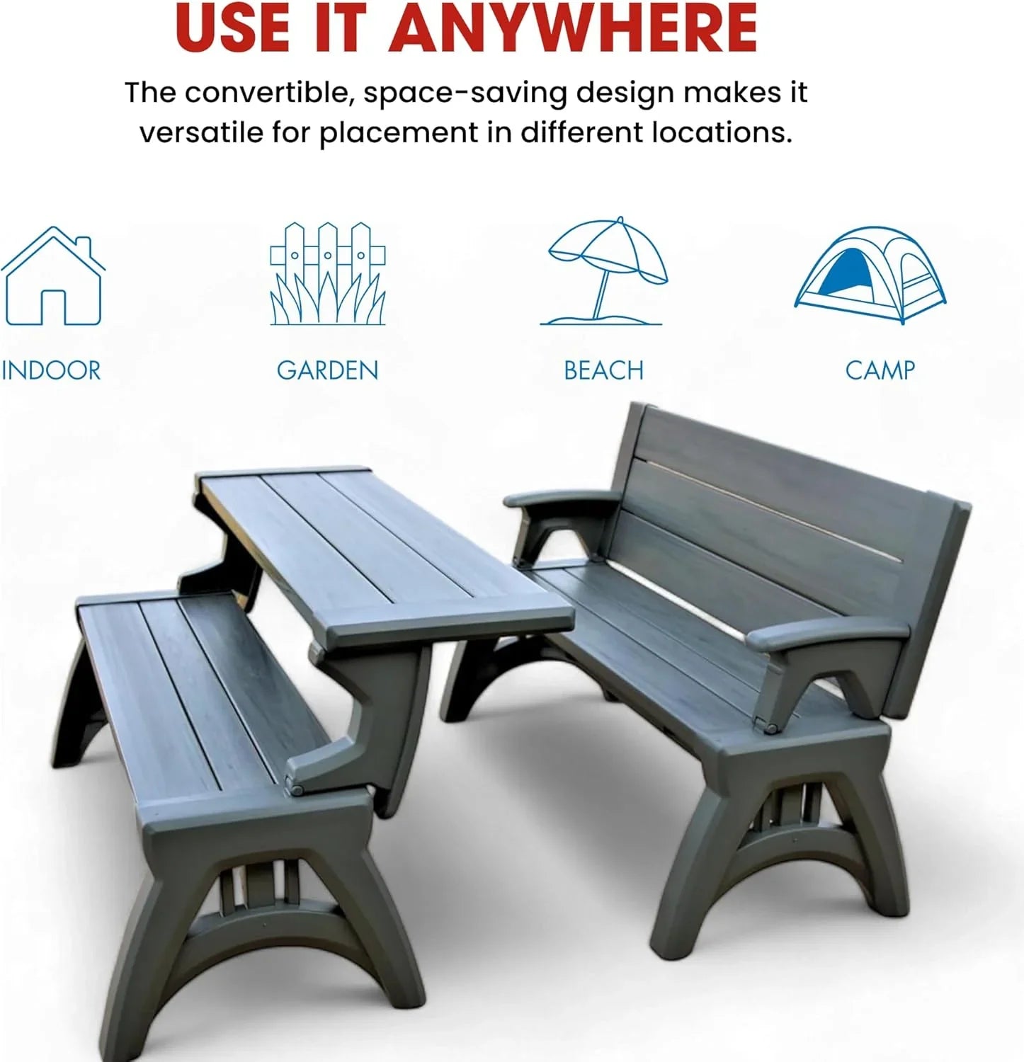 2-in-1 Outdoor Bench That Converts Into a Table