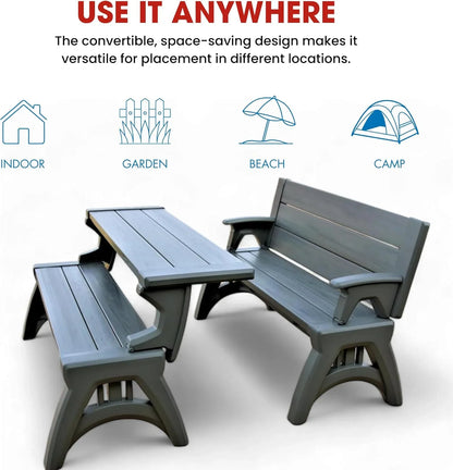 2-in-1 Outdoor Bench That Converts Into a Table