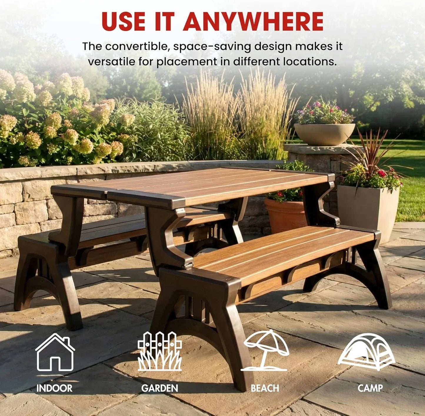 2-in-1 Outdoor Bench That Converts Into a Table