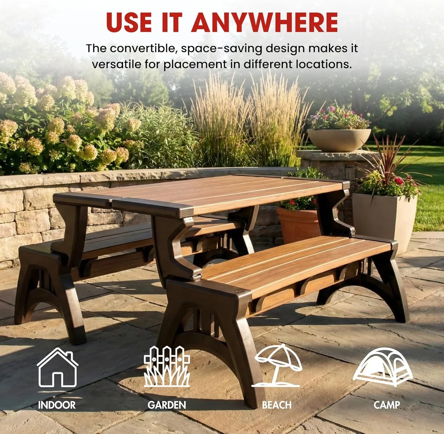 2-in-1 Outdoor Bench That Converts Into a Table