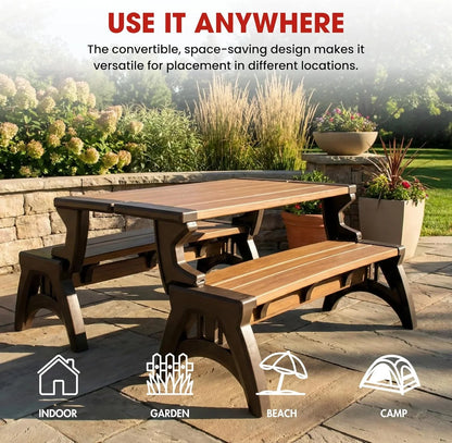 2-in-1 Outdoor Bench That Converts Into a Table